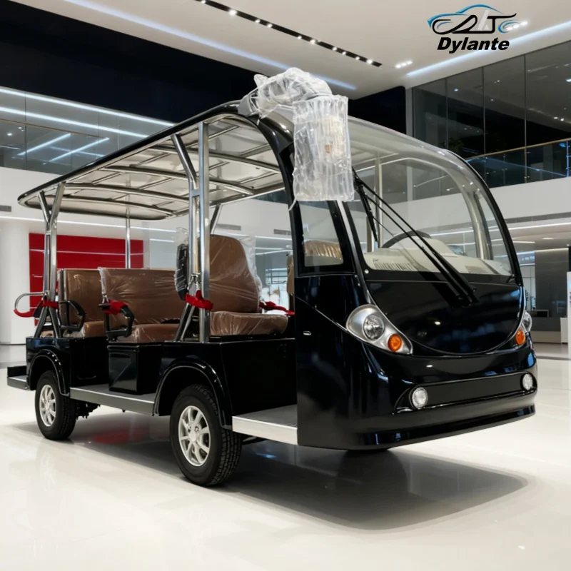 Free Custom Color 8 11 14 Seater Passenger Shuttle Bus/High-Quality Electric Sightseeing Tourist Bus Save Energy