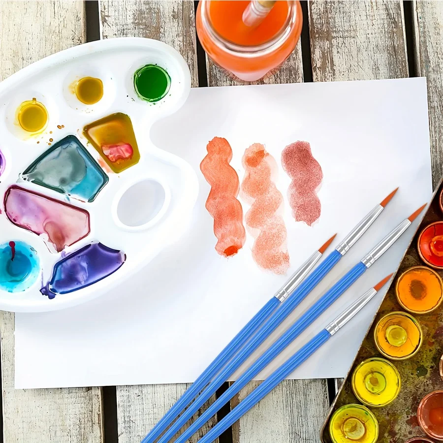 20–200 Stück künstlerische runde, flache Malpinsel aus Nylonhaar, geeignet für Ölmalerei, Acryl, Aquarell, Kinder/Künstler/Be – Detail 3