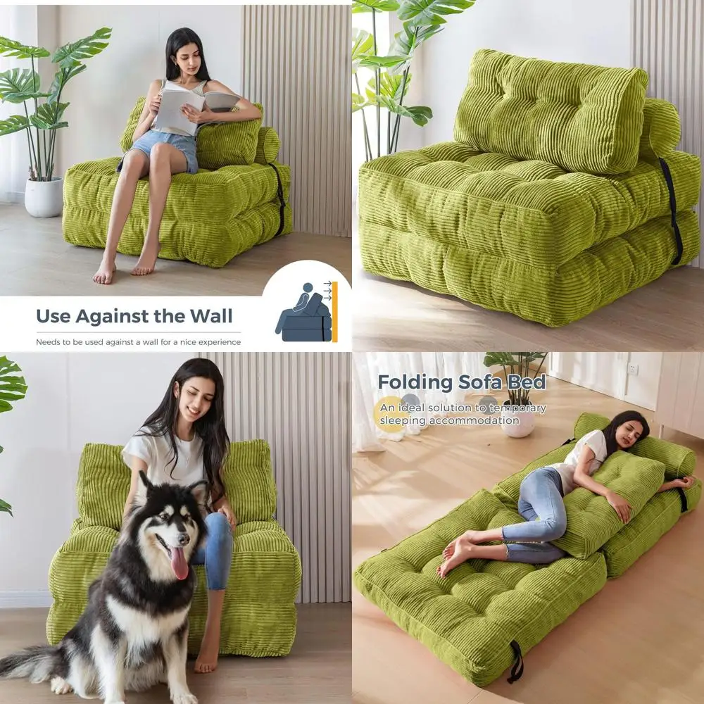 أريكة سرير مدمجة مع وسادة، كرسي صالة قابل للتحويل، مرتبة محمولة قابلة للطي لراحة غرفة المعيشة وغرفة النوم #1