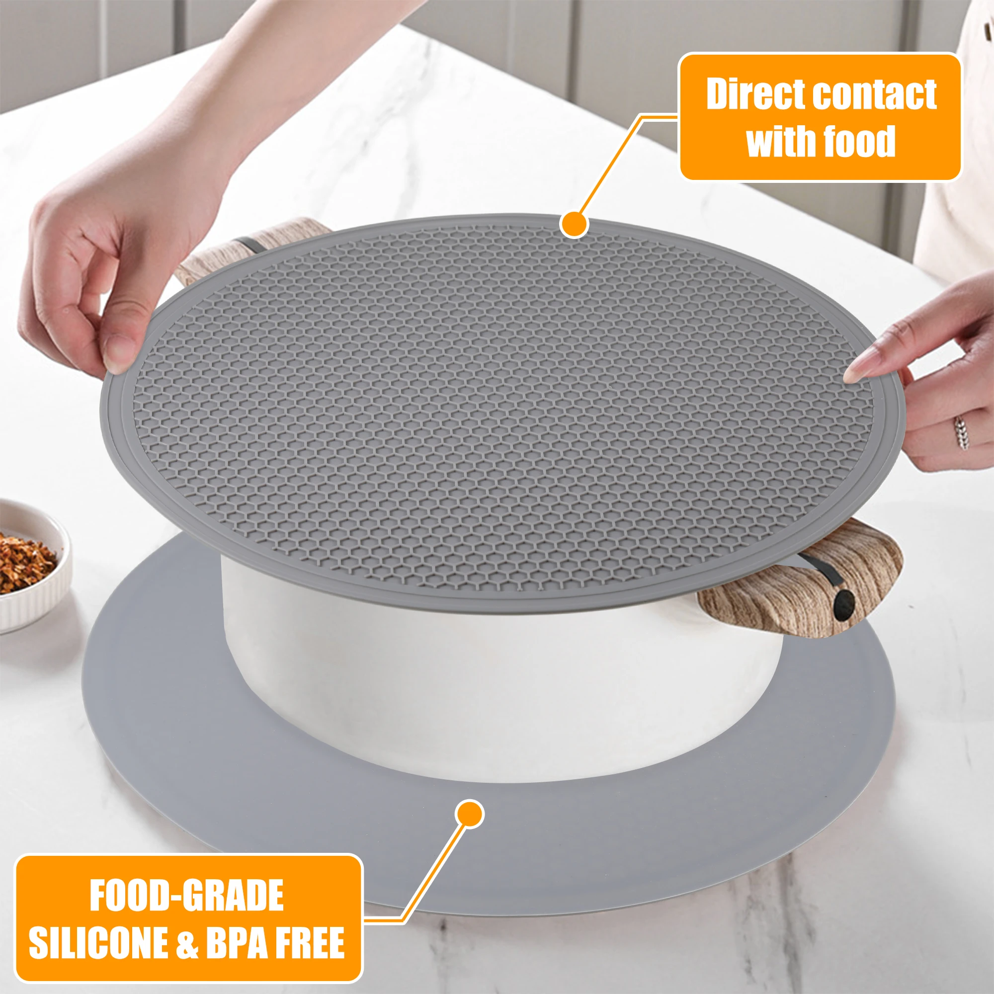 2x Black Heat Resistant Silicone Mat Waterproof And Non-Deformable Desktop Hot Dishes Wide