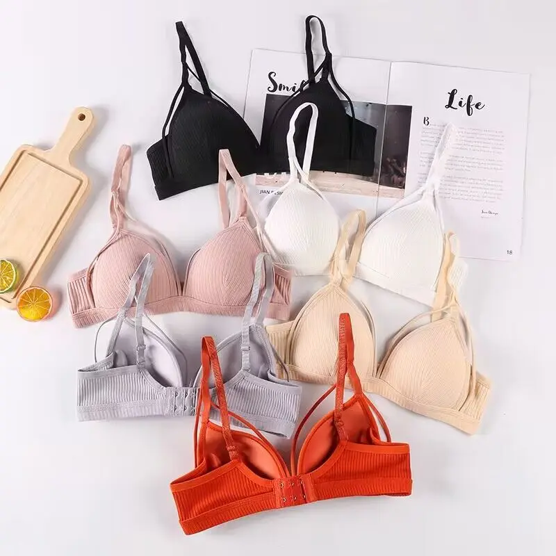 Sexy Women Bra Wire Free Brassiere Push Up Lingerie French Triangle Cup Bra Underwear Thread Top Female Intimates Bralette