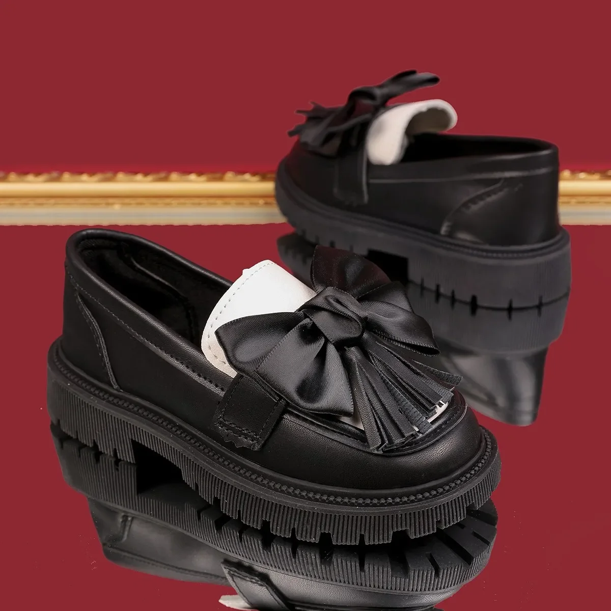 

2025 Autumn New Kids Flat Shoes with Tassels Big Bows Girls Leather Shoes Round Toes Soft Children Casual Shoes Princess Style