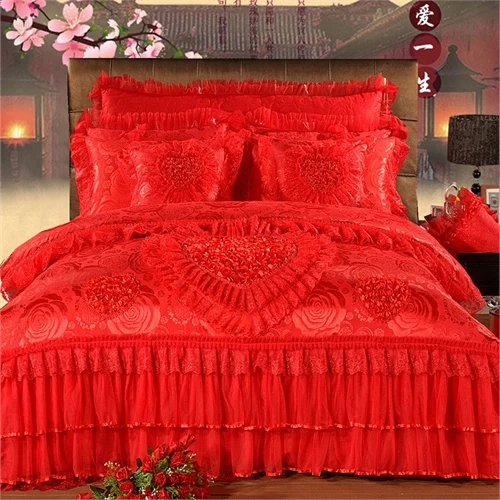 King Size Bed Skirt Lace Thickened Winter Bed Cover European Bed Sheet Bedding Set