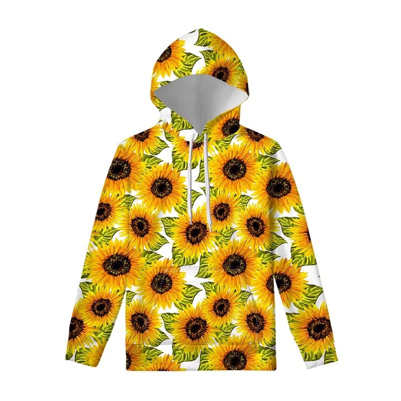 Sunflower Floral 3D Printed Hoodie Men Kids Fashion Harajuku Plants Flower Pattern Pullover Swearshirt Spring Autumn Hoodies