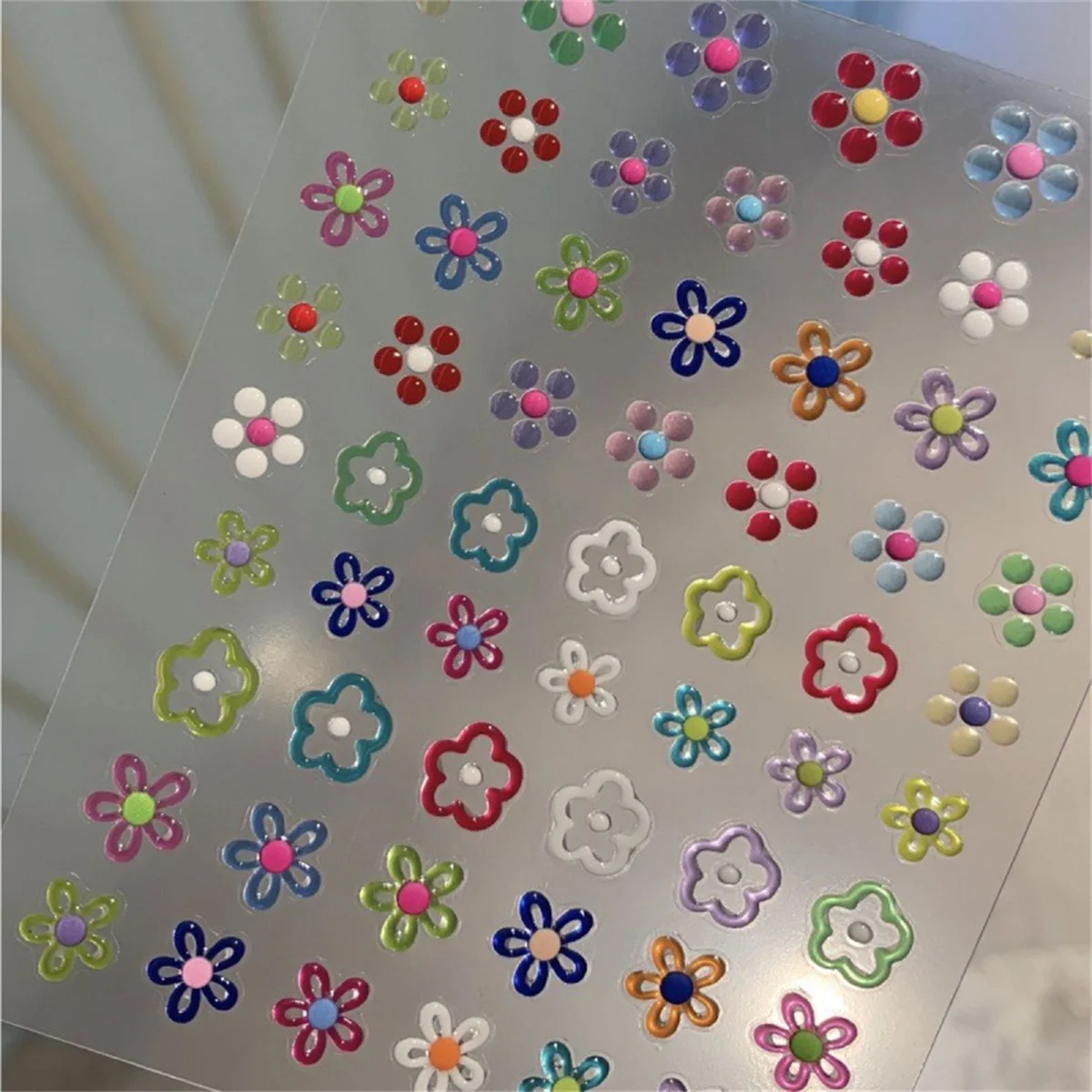 Pegatinas de Arte de uñas de flores coloridas de gelatina 5D, diseño de flores Kawaii japonés, decoraciones de uñas, calcomanías deslizantes, autoadhesivas, salones de bricolaje