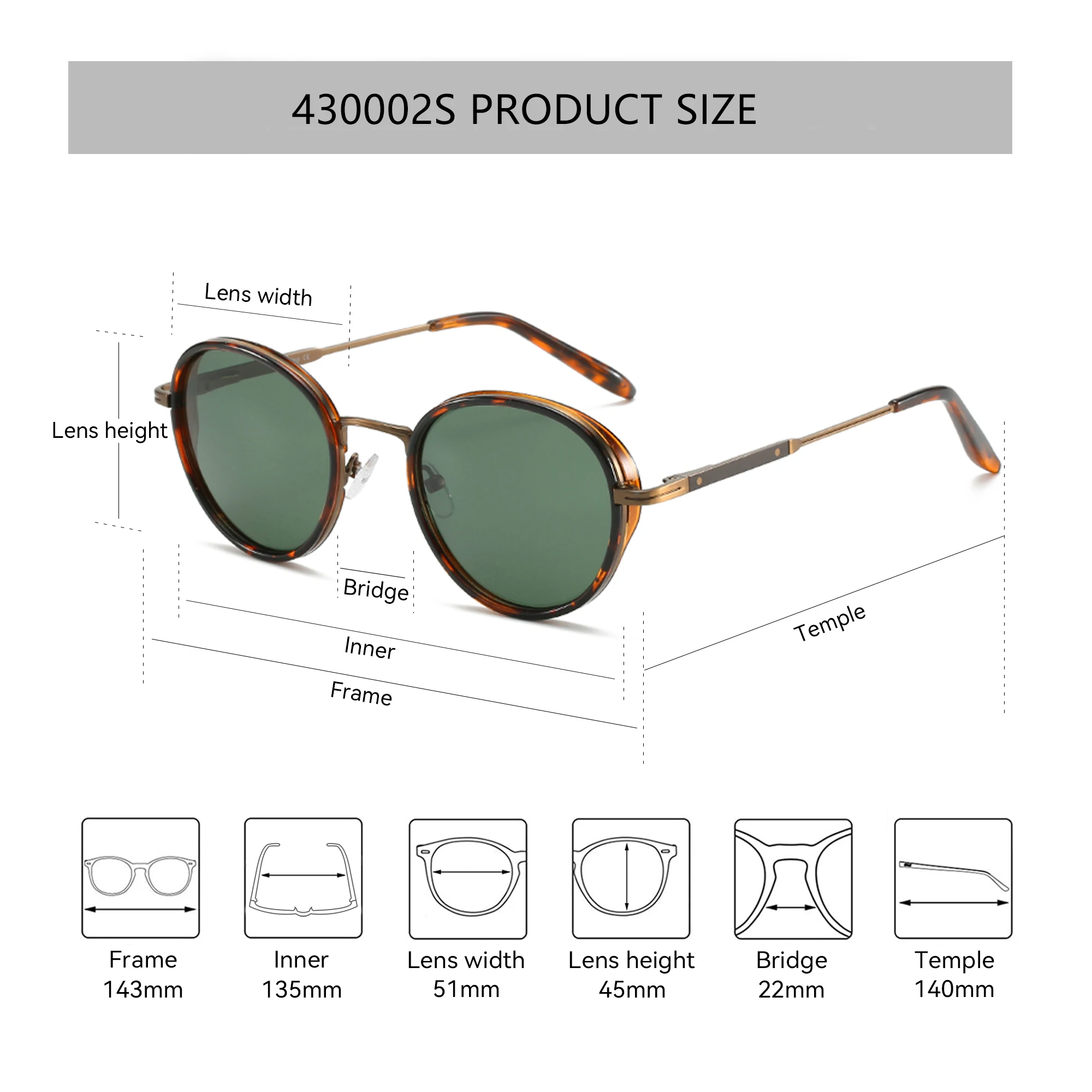 ZENOTTIC 2026/2025 Steampunk Sunglasses Round/Square Polarized Sun Glasses for Women Men Vintage UV400 Shades 430002