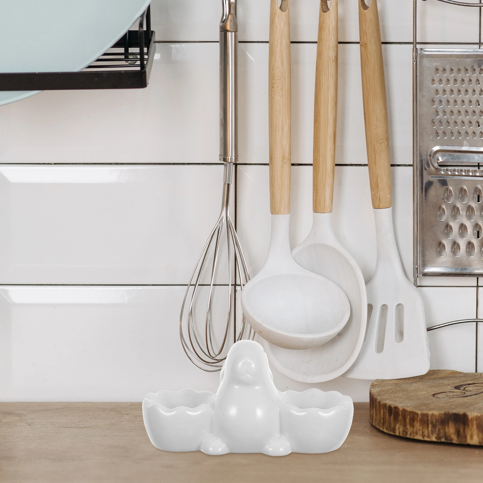 

Ceramic Bunny Double Egg Holder Cute Rabbit Design Soft Hard Boiled Eggs Rack Easter Breakfast Table Decor Stand