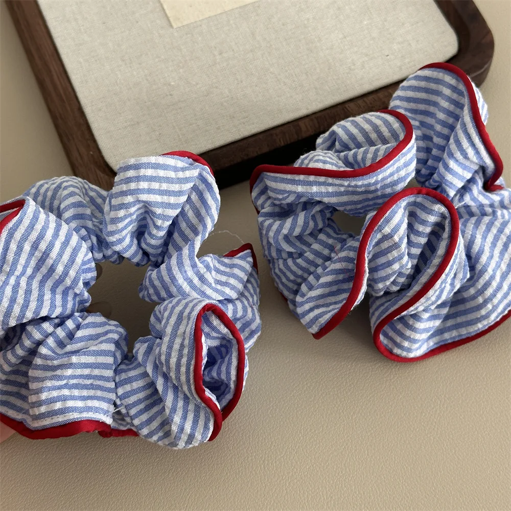 1 قطعة الأزرق والأبيض مخطط صراع اللون الأمعاء الغليظة الشعر الدائري الطازجة ذيل حصان الشعر الدائري الشعر حبل الحلو الرخام رئيس لوحة H #5