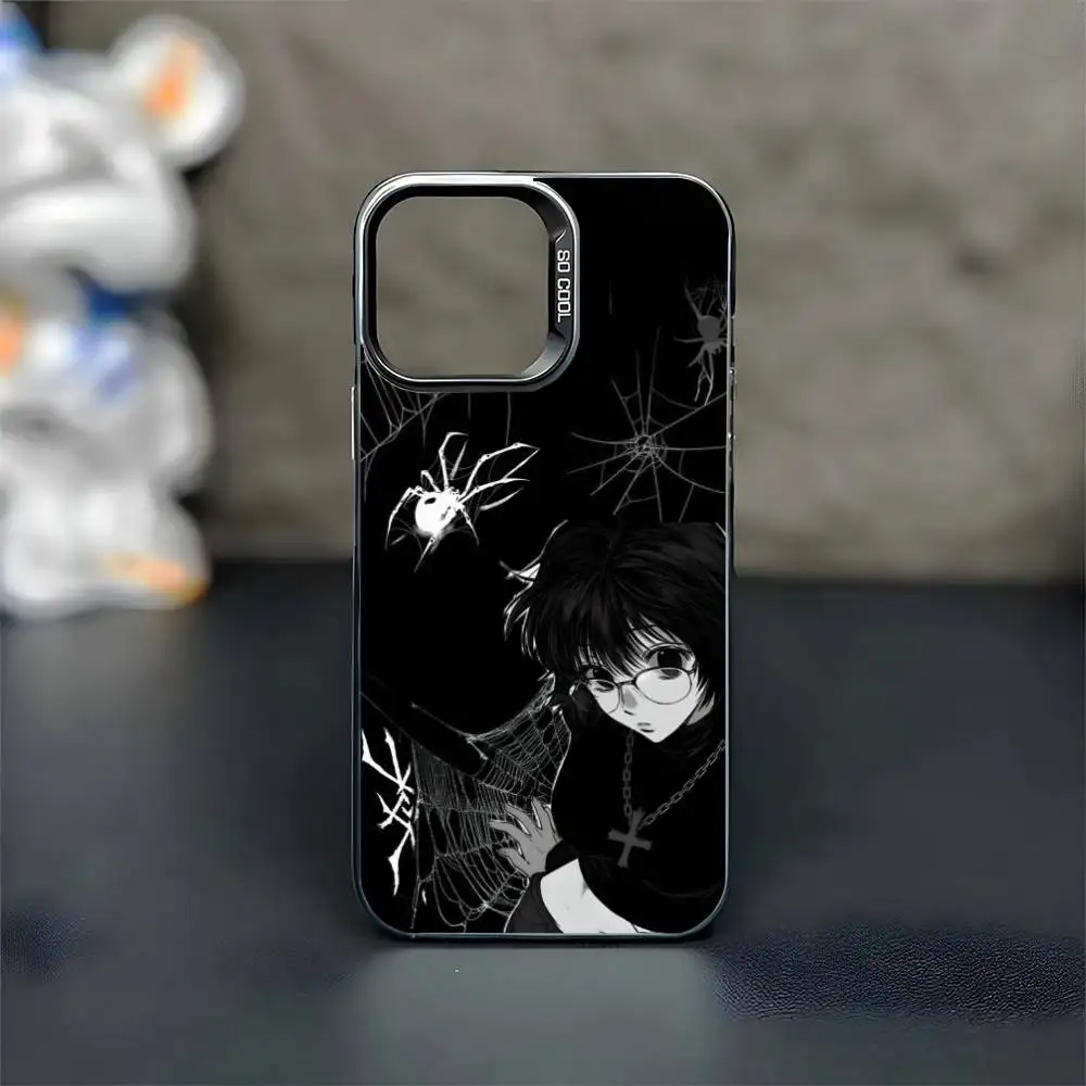 Shizuku hxh مثير اليابان أنيمي فتاة جراب هاتف آيفون 17,16,15,14,13,12,11 برو ماكس Blcak الملونة الفضة مطلي غطاء داخلي