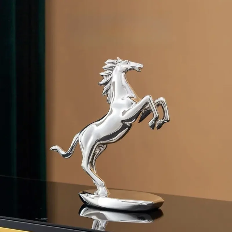 Electroplated Resin Horse Sculpture, Wealth Decor Statue Ornament for Living Room Office Hotel, Year of The Horse Gifts
