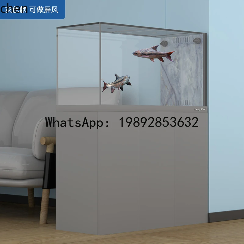 

F1 bright color extremely narrow side overflow ultra-white office ecological bottom filter integrated dragon fish tank