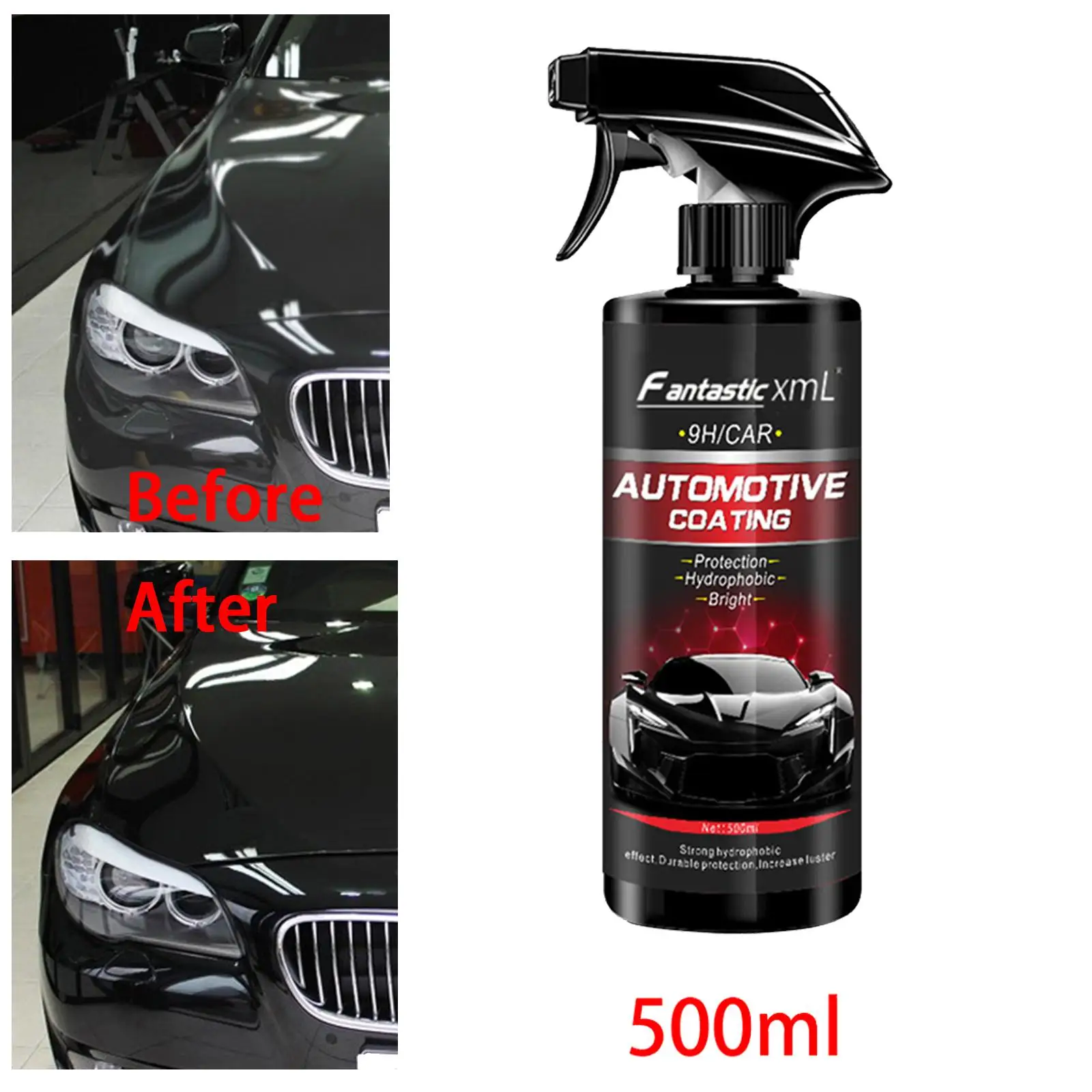 500ml Car Ceramic Nano Crystal Liquid Polish Spray Waterless Wash and Wax 9H