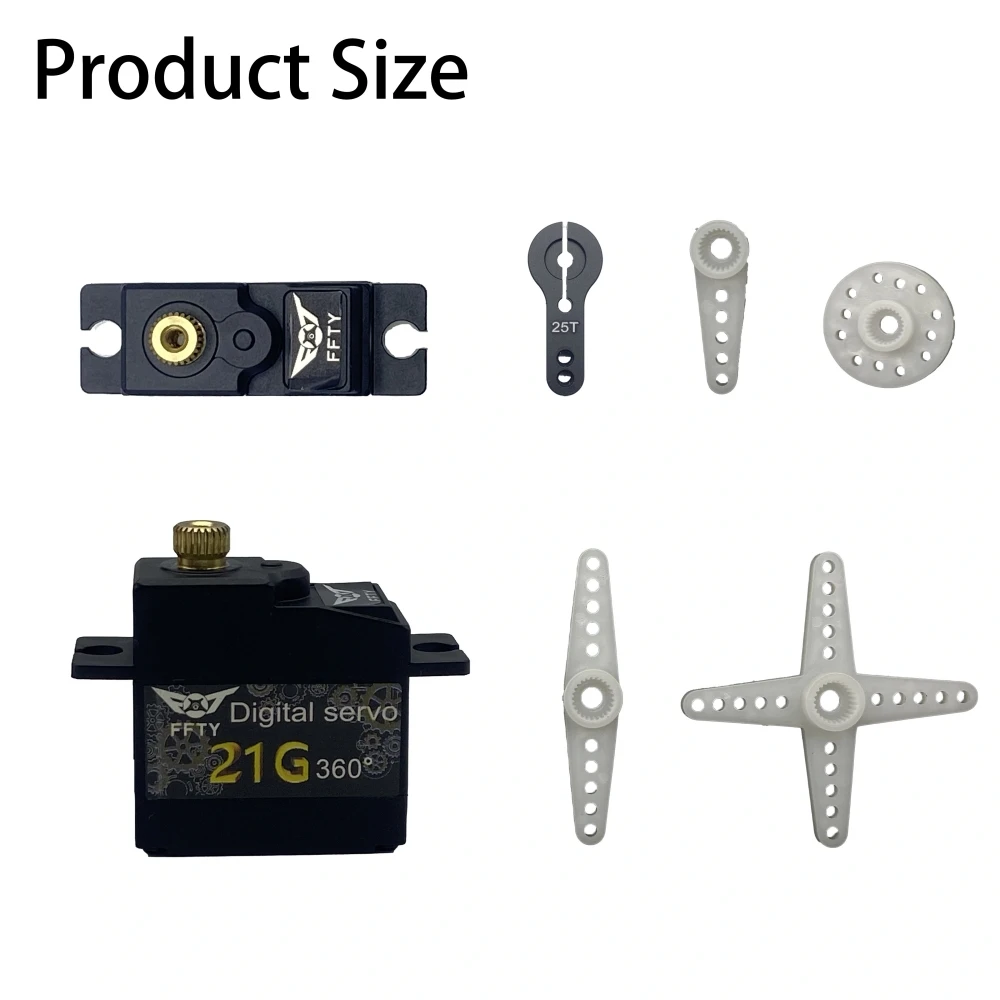 FFTY 21G waterdichte RC legering digitale micro-servo's, Metal Gear servo's voor 1:14 1:18 1:16 RC vliegtuigrobot met 25T zwenkarm