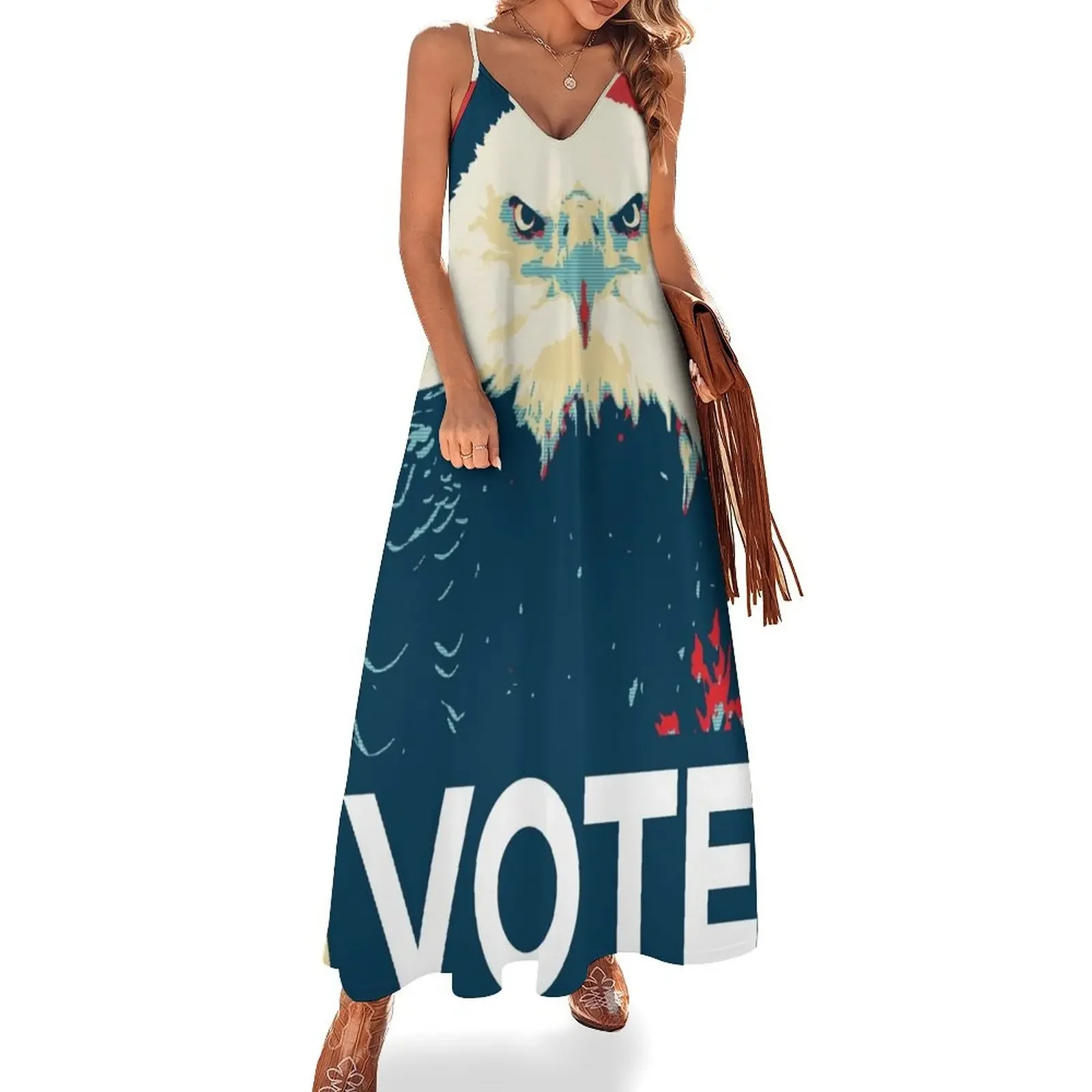 

Bald Eagle VOTE Design Sleeveless Dress dress women elegant luxury dresses for women 2025 luxury designer party