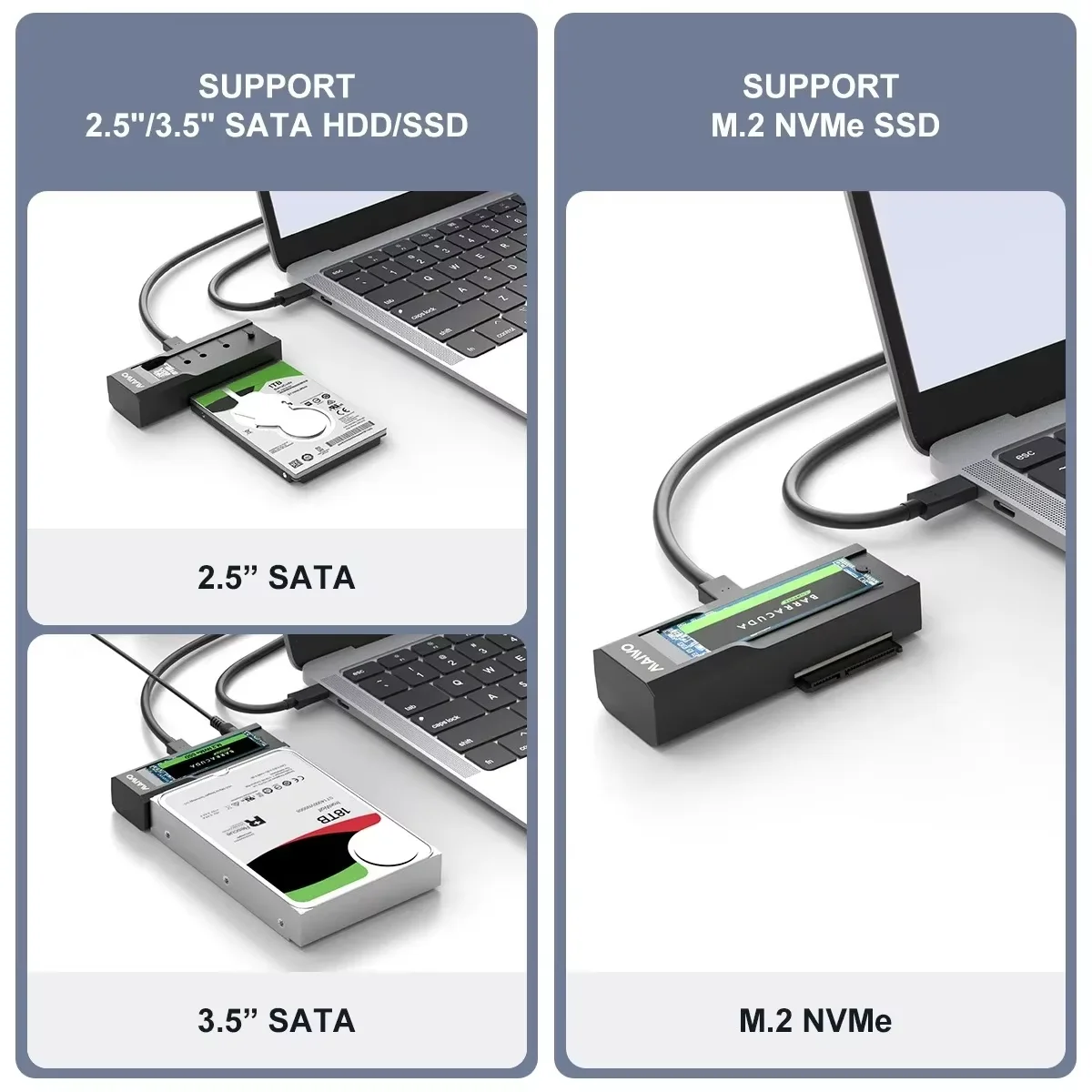 MAIWO 10gbps Type-C Dual-Bay M.2 SSD Case NVMe SATA Dual Protocol M2 Enclosure Docking Station 2.5 \