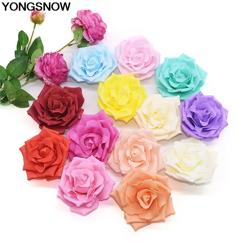 20Pcs/Lot 10cm Artificial Big PE Foam Rose Flower Head For Wedding Party Decoration DIY Wreath Craft Home Fake Flower Decorative