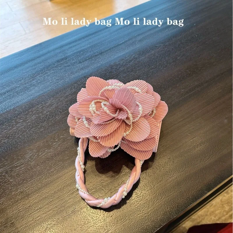 Vintage Pearl Rose Crossbody Bags for Woman Shoulder Bags Blossoms Bag Fairy Bag Purse and Handbags Dinner Bag Bolsos Mujer Sac