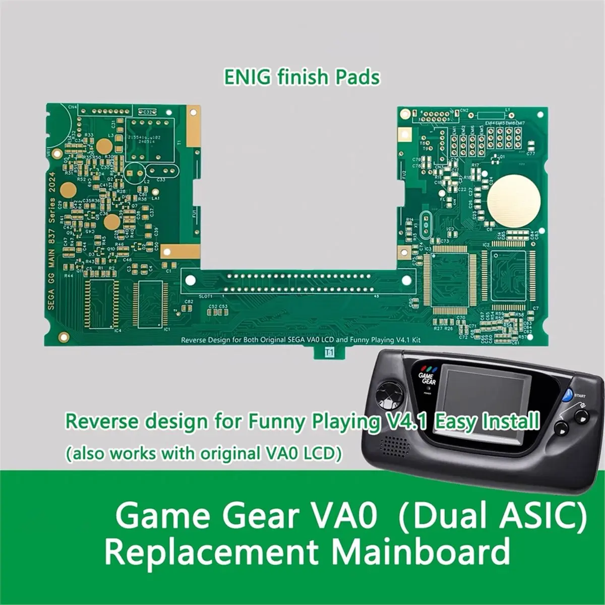 2026 New Motherboards Replacement VA0 Dual Chip for Game Gear Games Console MainBoard for High Brightness Screen