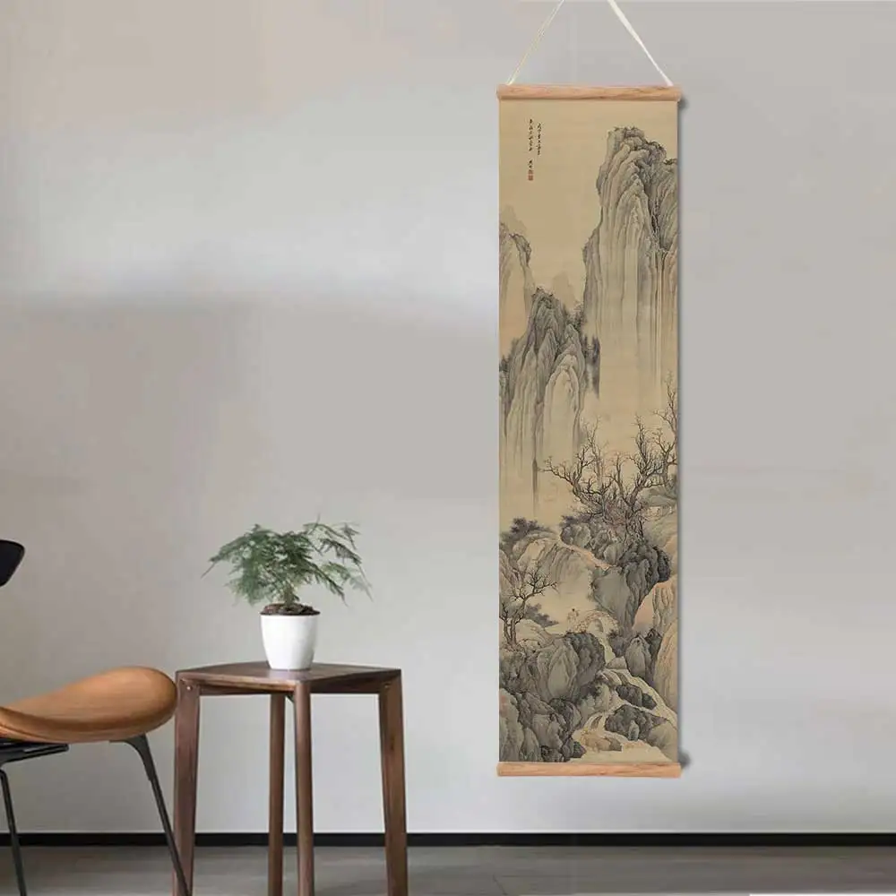 Chinese feng shui ink painting landscape painting traditional classic art souvenir gift wall art hanging scroll painting canvas