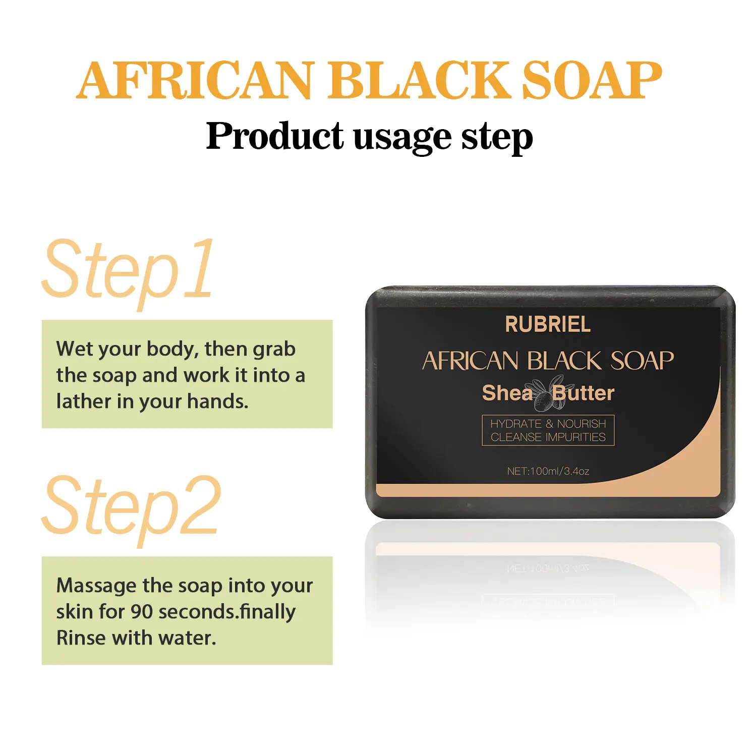 100g 2024 African Black Soap Deep Cleansing Exfoliating Body Moisturizing Care Hand Made Soap Acne Skin Care Shea Butter