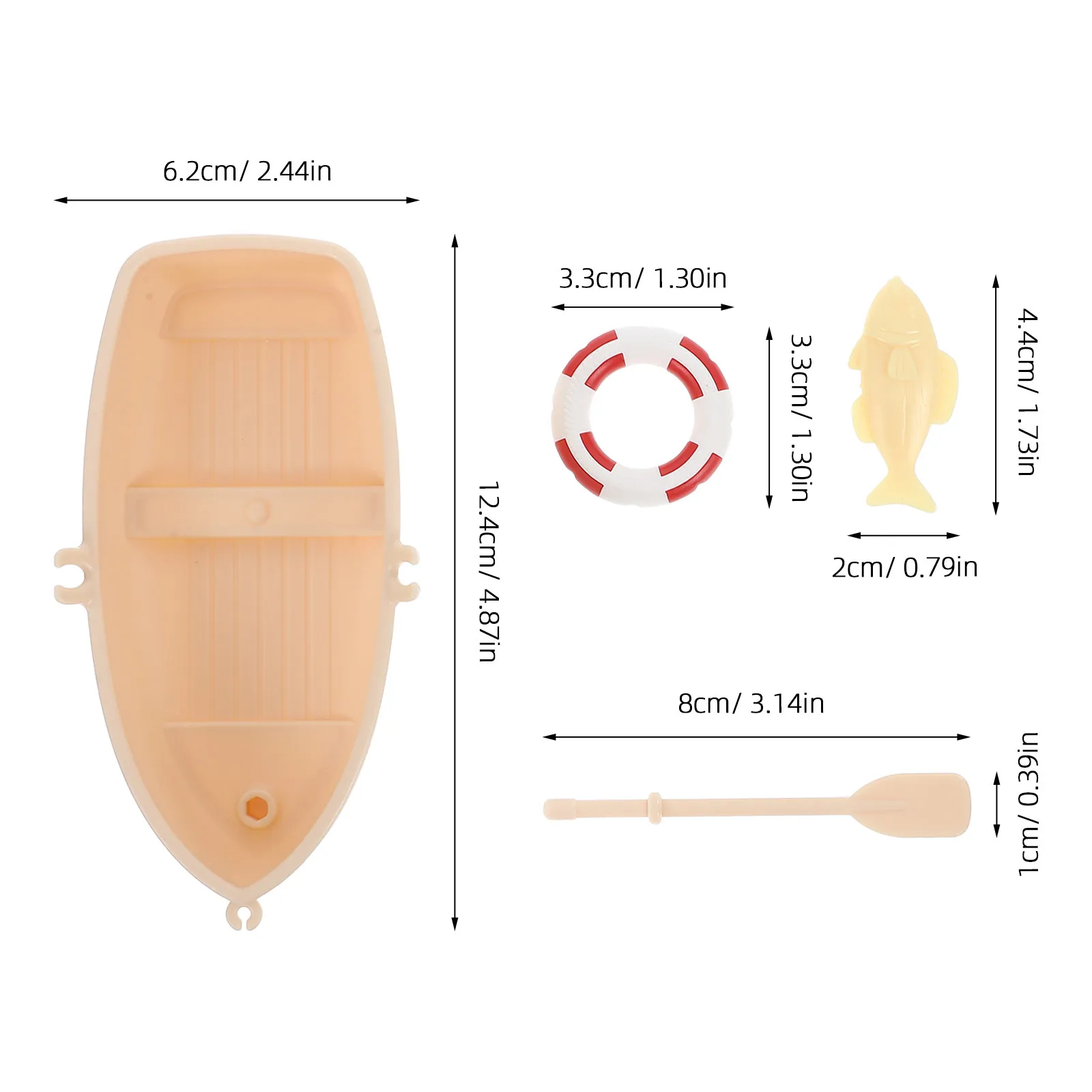 1Set Miniature Boat Swimming Ring Small Plastic Fish Tank Ornament Realistic Crafting Prop Home Decoration Little Sail Boats