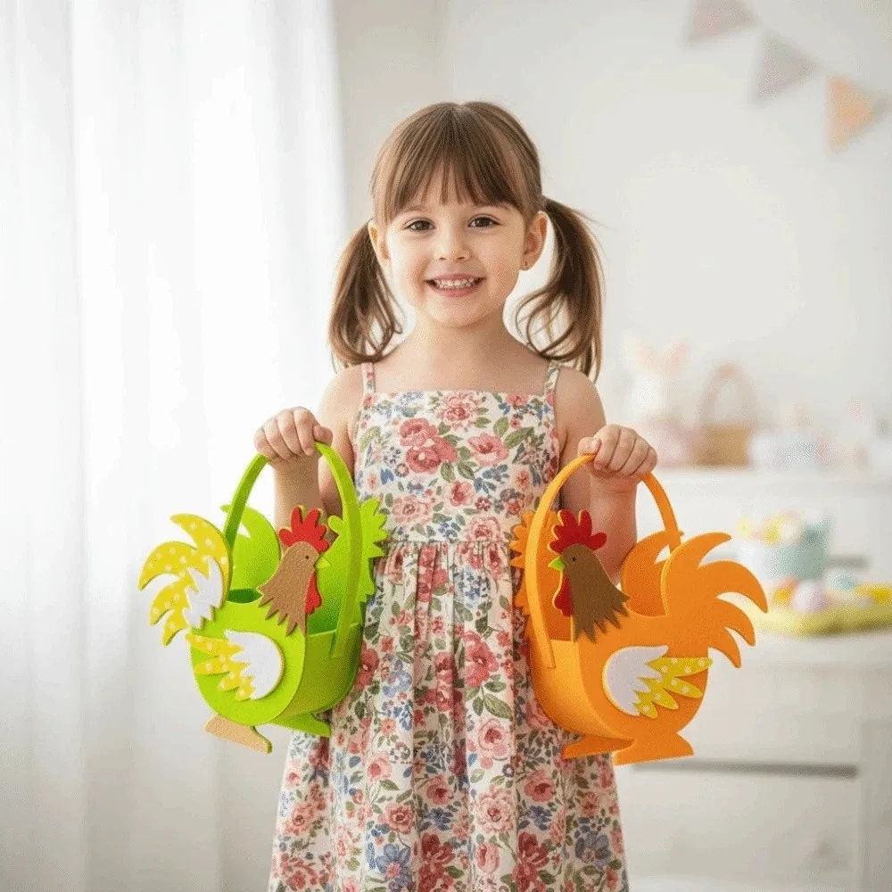 

Jewelry Organizer Exquisite Rooster Candy Box Cartoon Cock Small Felt Chicken Basket Portable Cut Easter Storage Case Biscuit