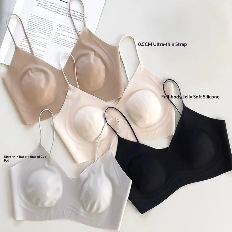 Soutien-gorge à bretelles fines pour femmes, soutien-gorge d'été super fin, qui fait apparaître une grosse poitrine plus petite, respirant et sans couture