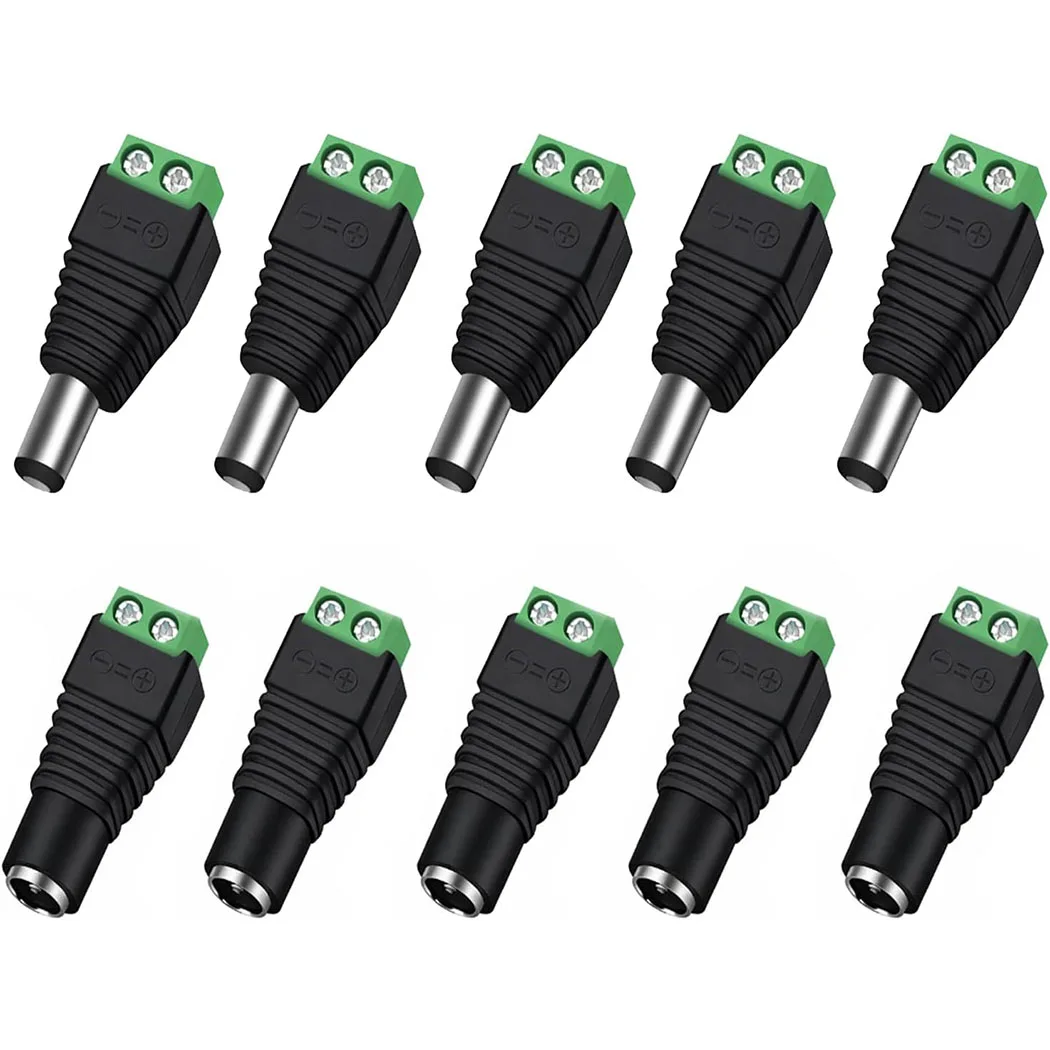 12V Male+Female 2.1x5.5MM DC Power Jack Plug Adapter Barrel Connector for CCTV Security Camera Led Strip
