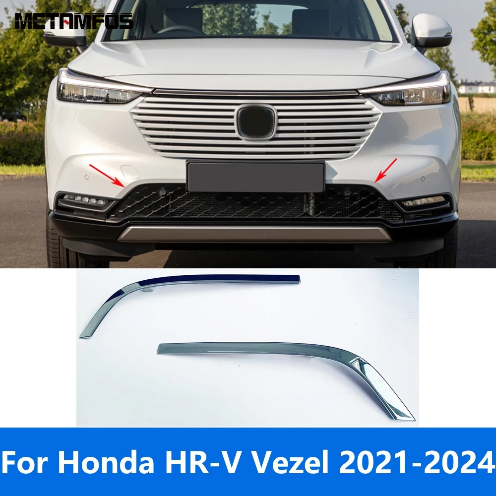 Accessories For Honda HR-V Vezel 2021-2023 2024 Chrome Front Bottom Bumper Grille Racing Grill Grid Trim Sticker Car Styling