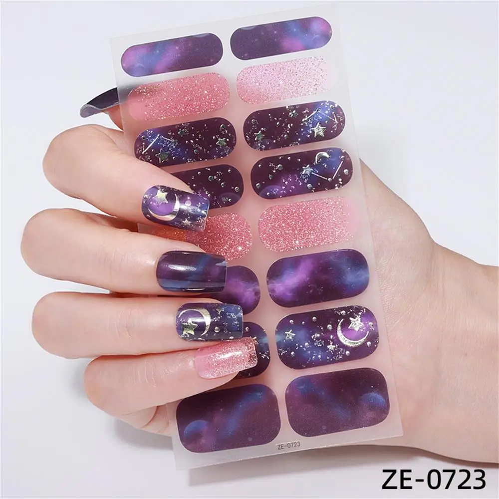 أظافر الضغط على سلسلة جالاكسي المتدرجة | مجموعة مكونة من 16 قطعة من ملصقات الأظافر المزيفة ذاتية اللصق قابلة للإزالة | فكرة هدية عيد الحب #4