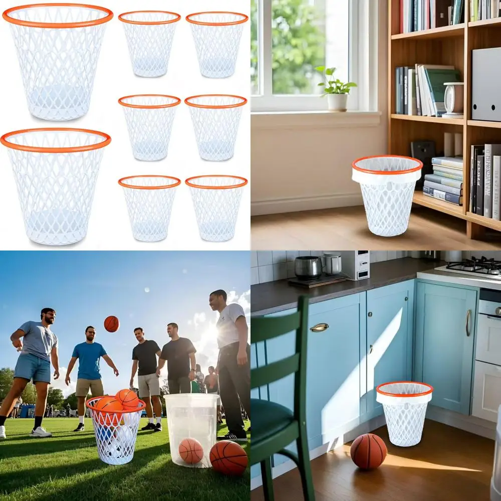 

Basketball-Themed 4.5 Gallon Plastic Trash Can for Home, Office, Kitchen, Living Room - Great Gift Idea