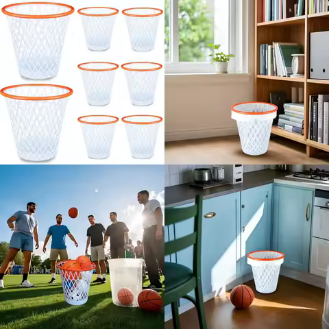 Basketball-Themed 4.5 Gallon Plastic Trash Can for Home, Office, Kitchen, Living Room - Great Gift Idea