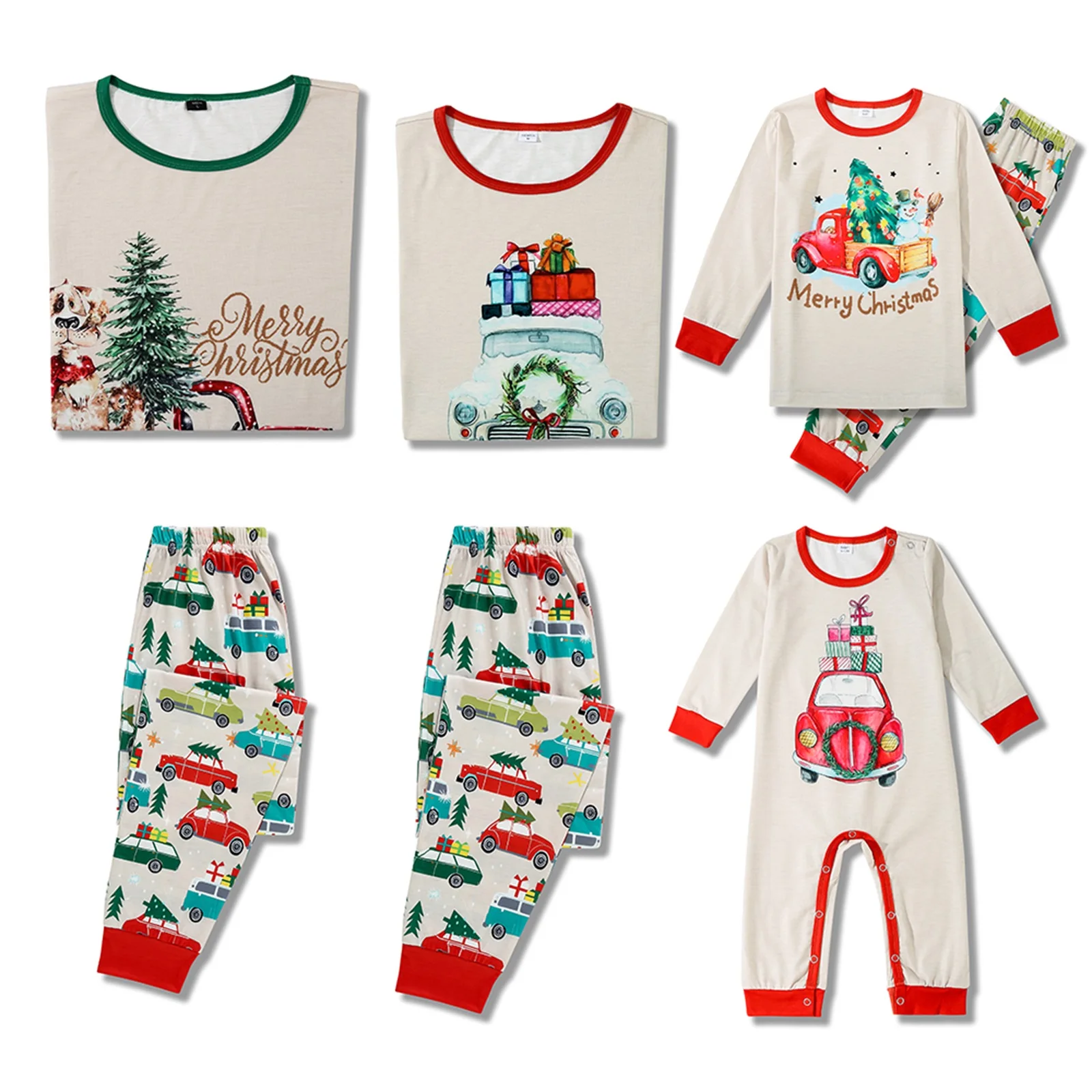 hirigin Family Matching Christmas Pajamas Set Xmas Long Sleeve Sleepwear Nightwear For Couples Kids Baby