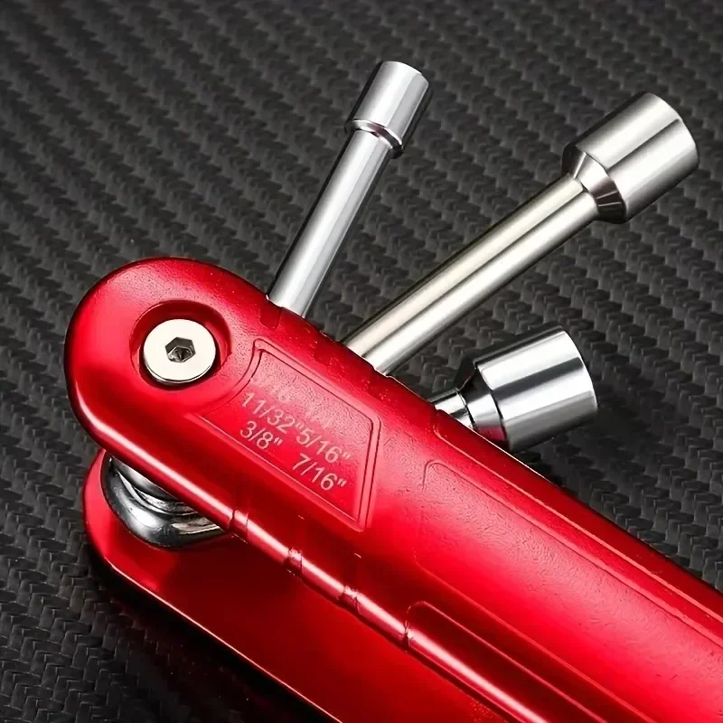 6 in 1 Folding Socket Wrench Set Nut Driver Portable Allen Screwdrivers Hexagonal Screw Key Multifunction Household Hand Tools