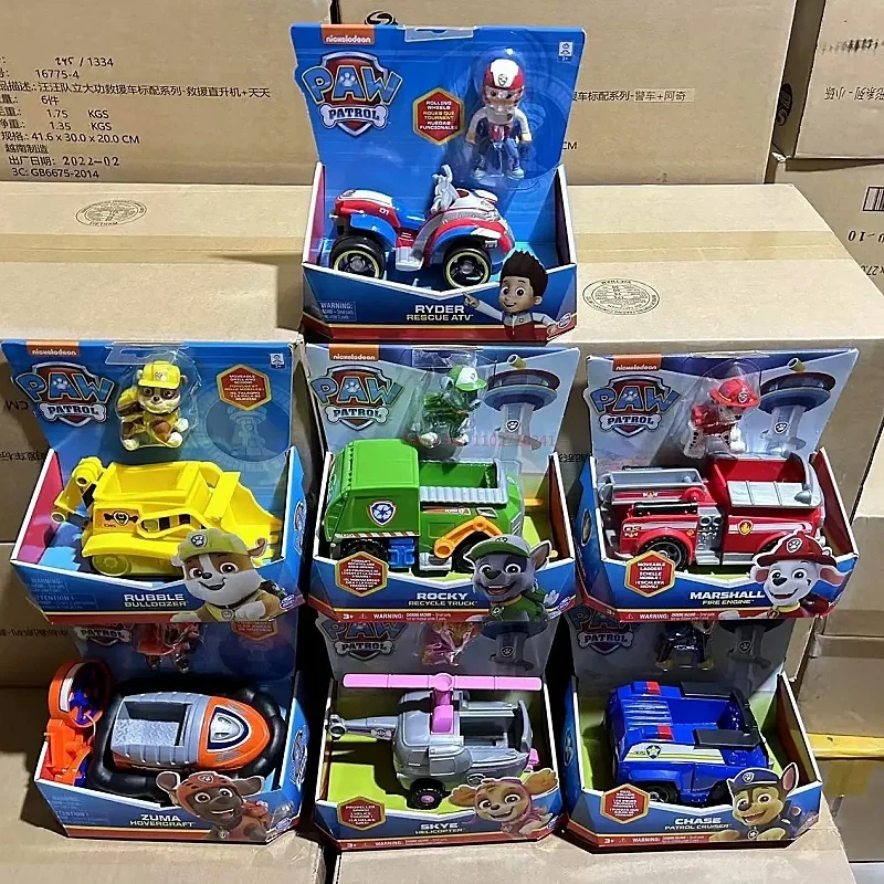 Original Paw Patrol 10kinds Vehicle Car Ryder Tracker Everest Chase Rex Skye Rocky Marshall Zuma Action Figure Birthday Toy Gift