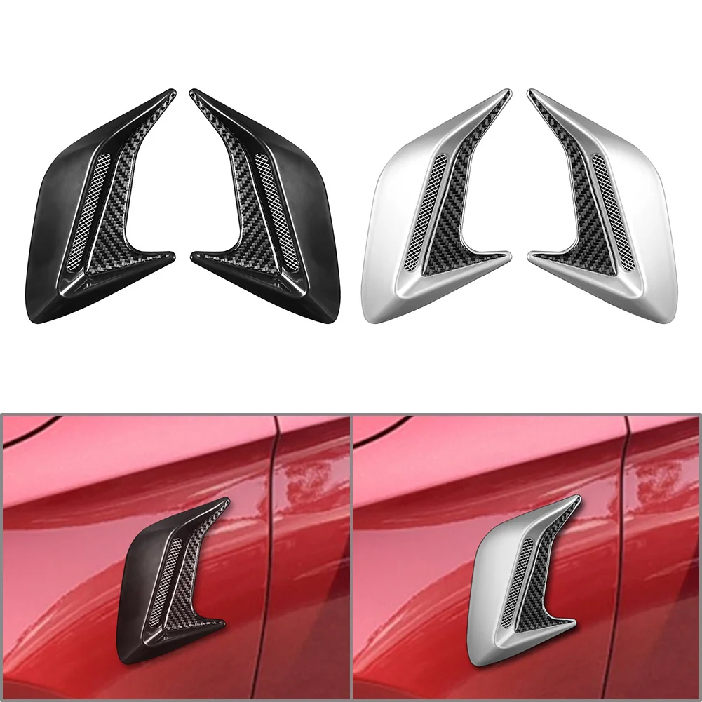 1Pair Black/Silver Automobile Decorative Side Vent Air Flow Fender Intake Universal Car Accessories Parts