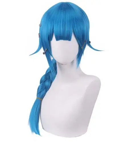 Arcane Jinx Blue Braid Wig Cosplay Costume Heat Resistant Synthetic Hair Jinx Juvenile Women Party Wigs