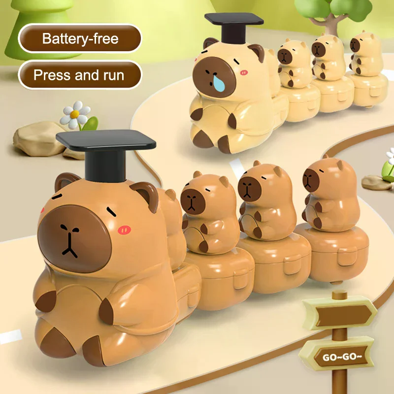 Lovely Capybara Cartoon Animals Stuffed Dolls Press Toy Car Uncompress Educational Kids Toys Holiday Gift Desktop Ornaments