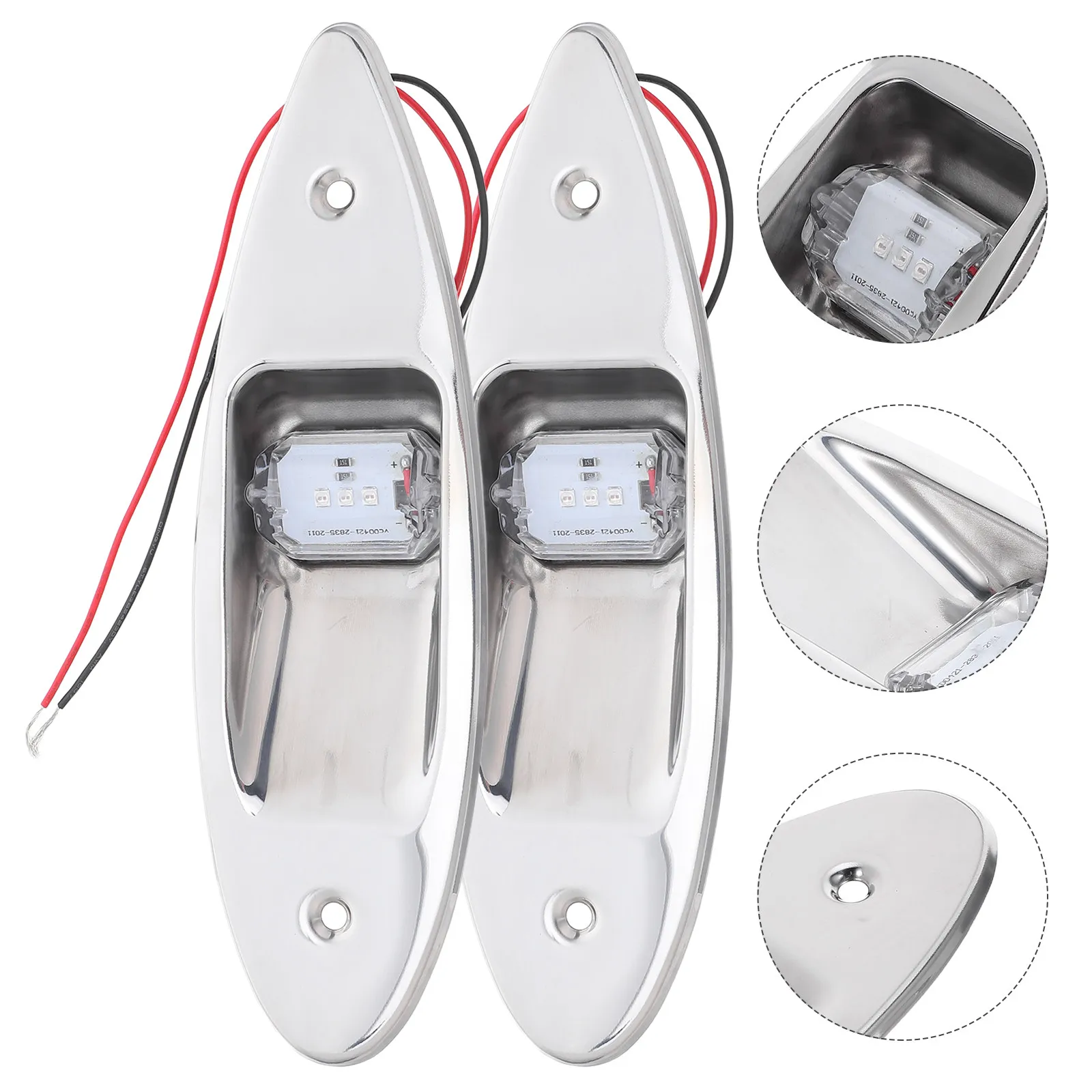 

2Pcs LED Navigation Lights for Boats Stainless Steel Flush Mount Red Green Sidelights Waterproof Kayak Yacht Position Light