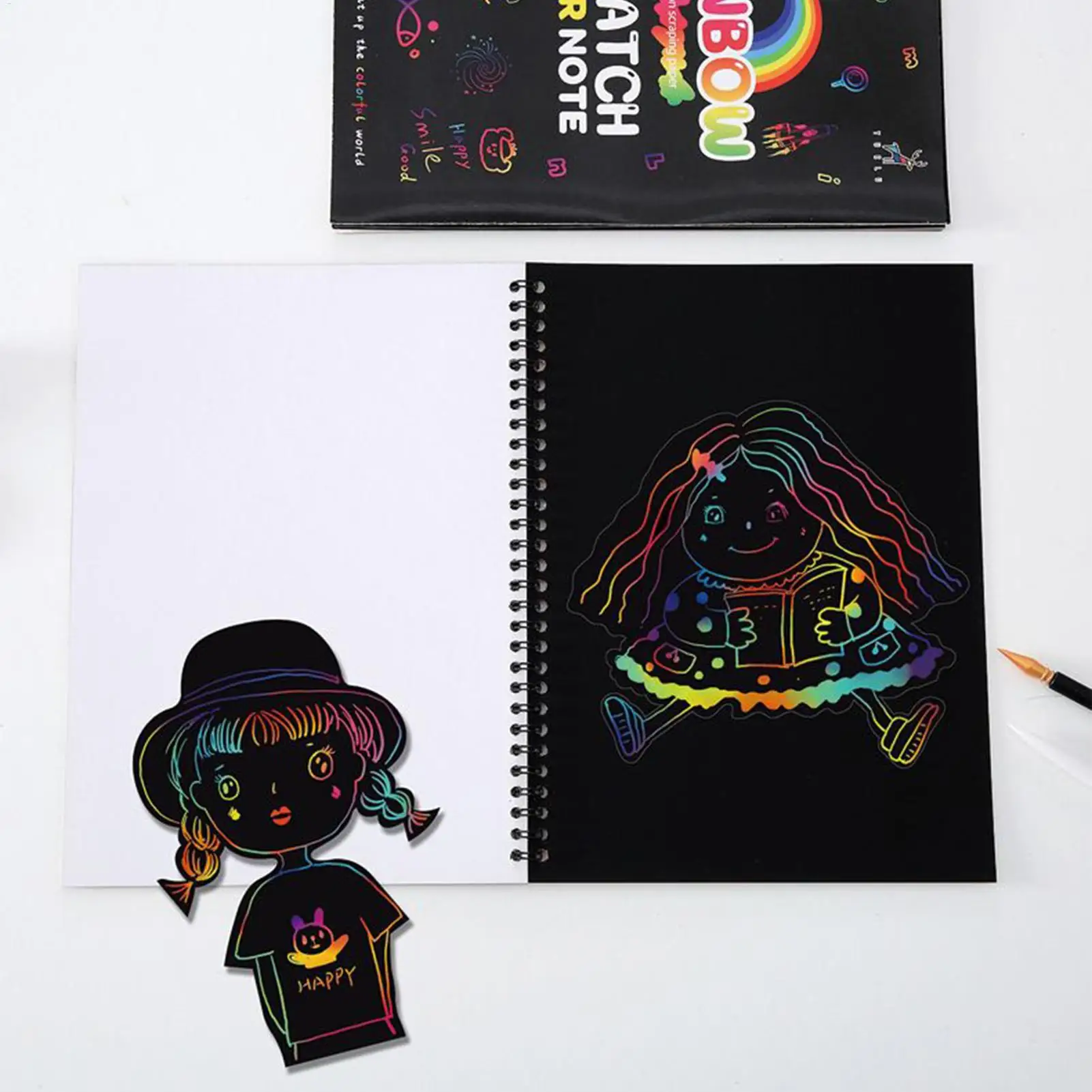 Scratch Coloring Book For Kids Toddler Coloring Notebook Educational Scratch Drawing Book With Wooden Pen For Travel School