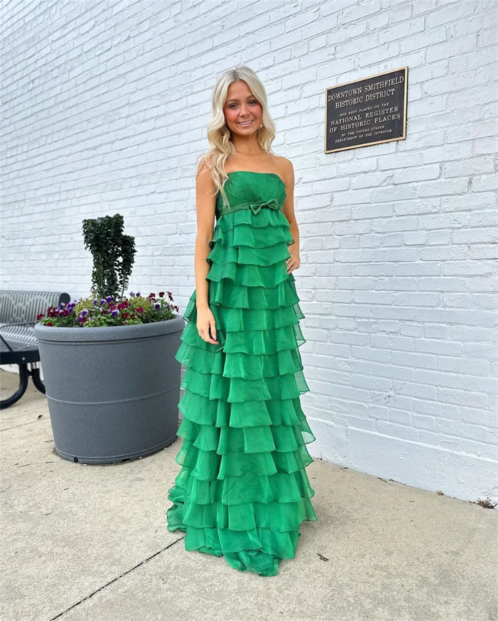 Jessica Organza Multi-layer Prom Dresses Green A-line Formal Evening Dresses Women's Long Party Dresses 2024Wedding Dress