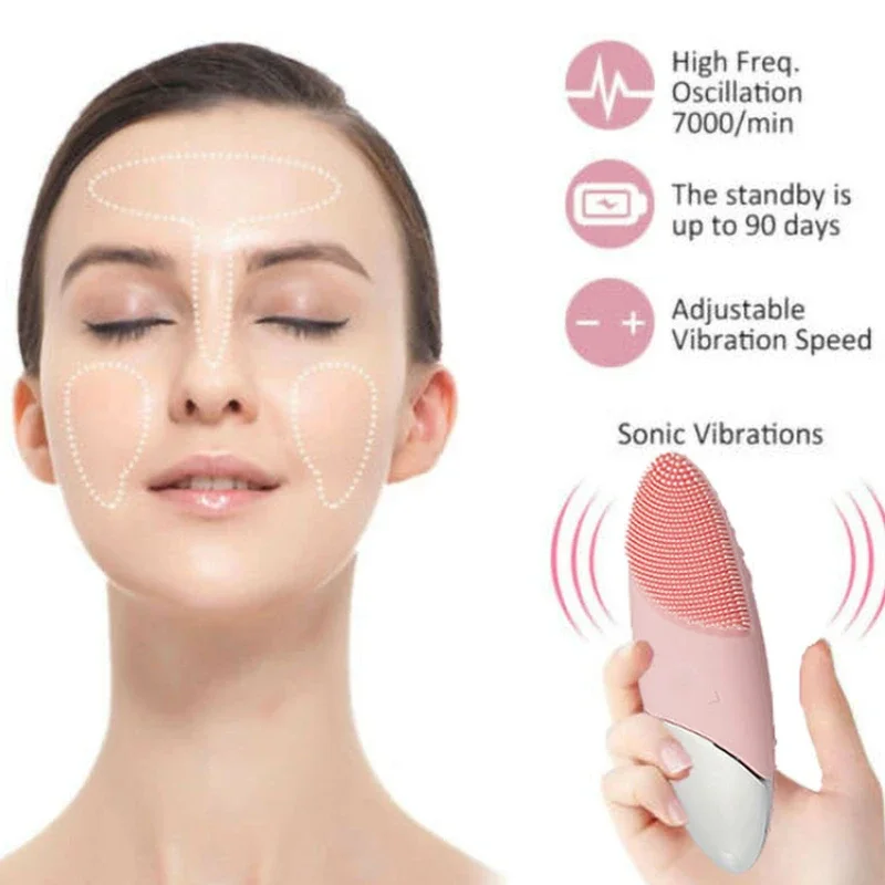 Free Shipping Facial Cleansing Instrument Facial Cleaner Makeup Remover Pore Deep Cleaner Facial Electric Silicone Beauty