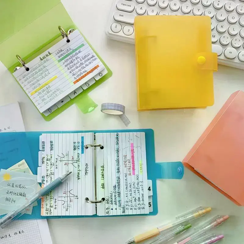 New Double Hole Loose Leaf Memo Binder DIY Horizontal Line Vocabulary Notebook Macaron Color Memo Storage Binder School Office