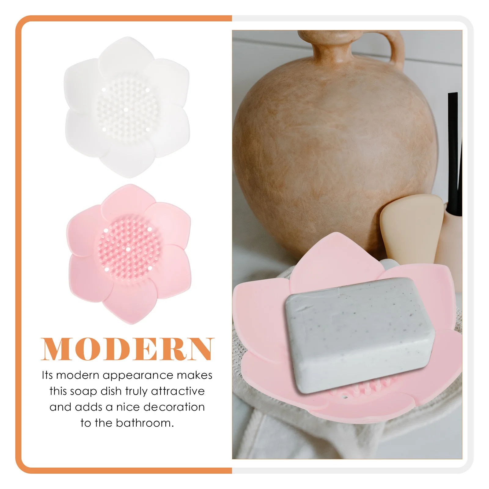 

2Pcs High Grade Silicone Soap Tray Stylish Waterproof Kitchen Bathroom Use Modern Design Wear-Resistant Plate Soap Holder