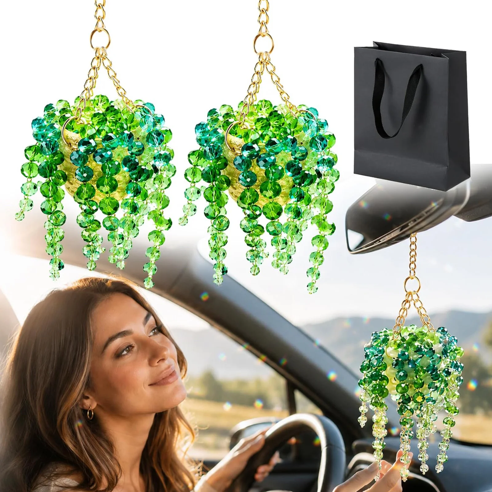 Plant Car Charm Multi- Crystal Hanging Plant Charms High-temperature Resistance for Gift for Home Garden Decor Cars