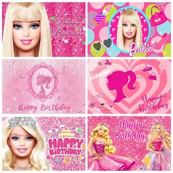 Fondo de fotografía personalizado de princesa Barbie para niñas y damas, cartel de fondo de fotografía rosa para fiesta de cumpleaños, accesorios de decoración para Baby Shower