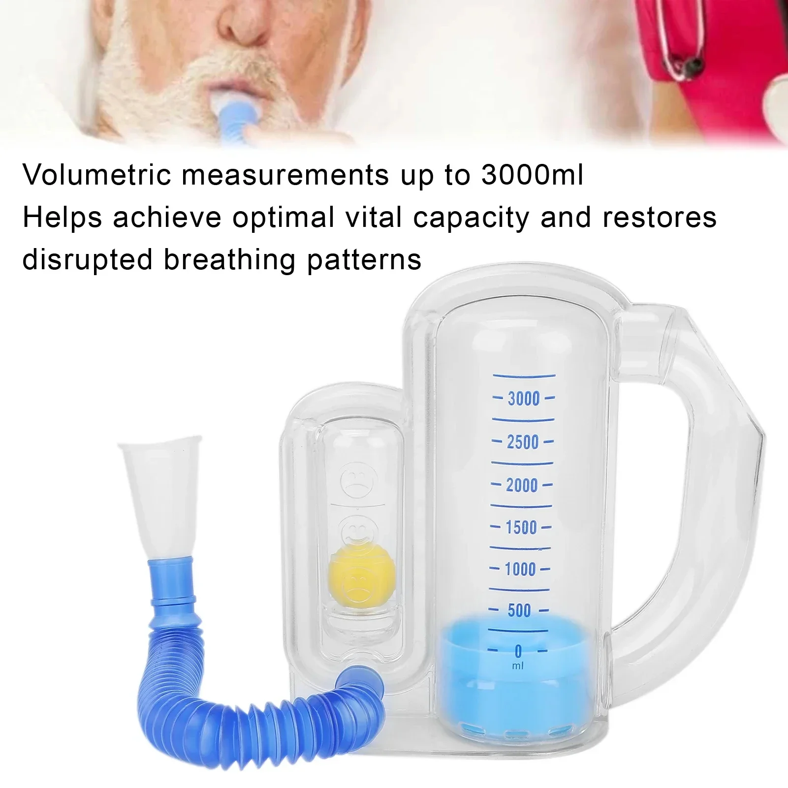 3000ml Vital Capacity Breathing Trainer Incentive Spirometer Lung Breathing Exerciser Rehabilitation Trainer