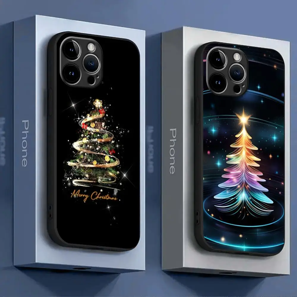 Merry Christmas tree  Phone Case For iPhone 15 14 13 12 11 X XR XS XSMAX 8 7 Plus Mini Pro Max Soft Black Phone Cover