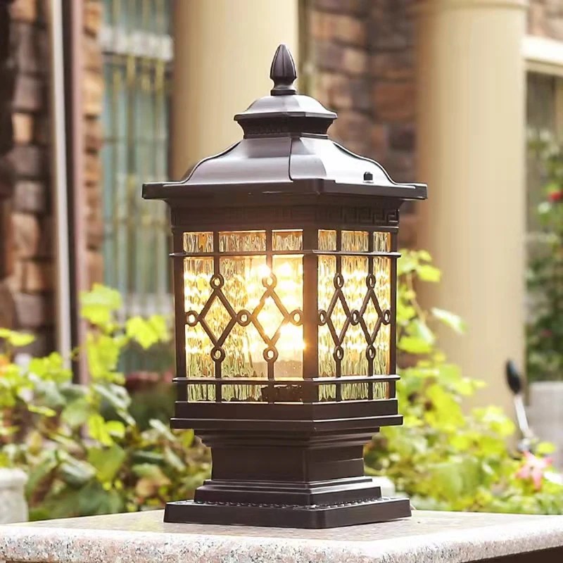 TEMAR Outdoor Classical Post Lamp Simple Electricity LED Pillar Light Waterproof for Villa Courtyard Retro Garden Landscape