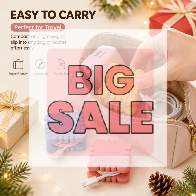 Cute Biscuit Shaped Cable Organizer With Durable Material And Tangle Free Design Perfect For Home Office Desk Organization
